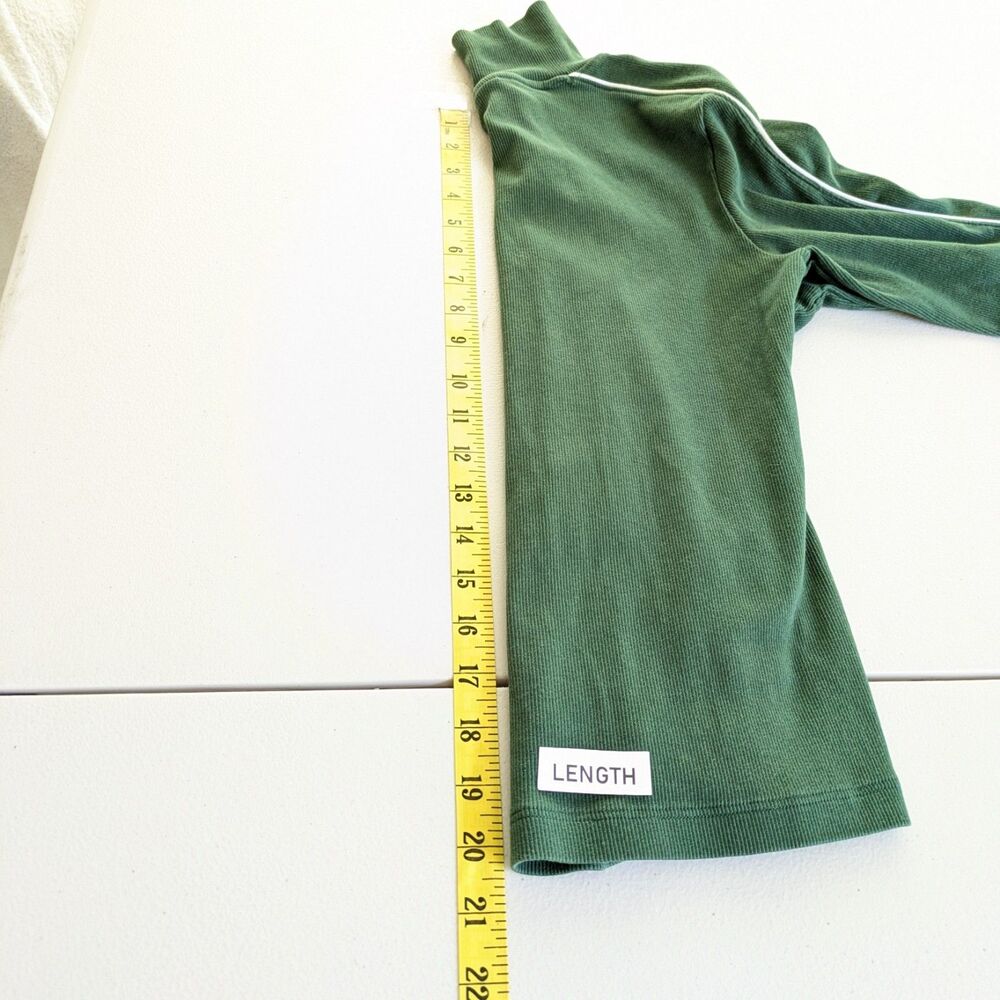 Nike Women's Small Ribbed Mock Neck Top Green Long Sleeve White Piping Cotton - Picture 10 of 10